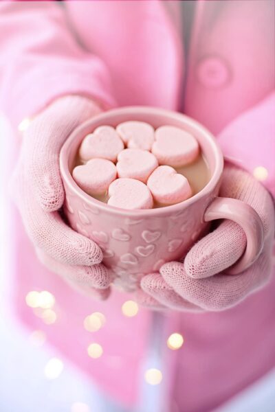Hình socola valentine trong ly trà sữa