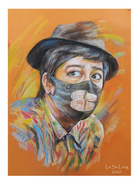 Tranh vẽ đề tài đeo khẩu trang nghệ sĩ Trường Giang