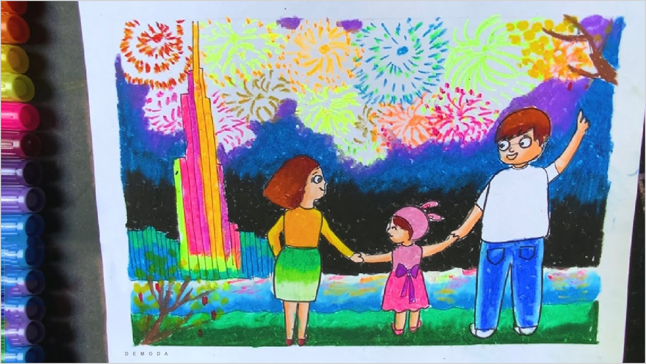 Vẽ pháo hoa đơn giản đẹp Vẽ bìa lịch treo tường Draw fireworks  beautifully  YouTube