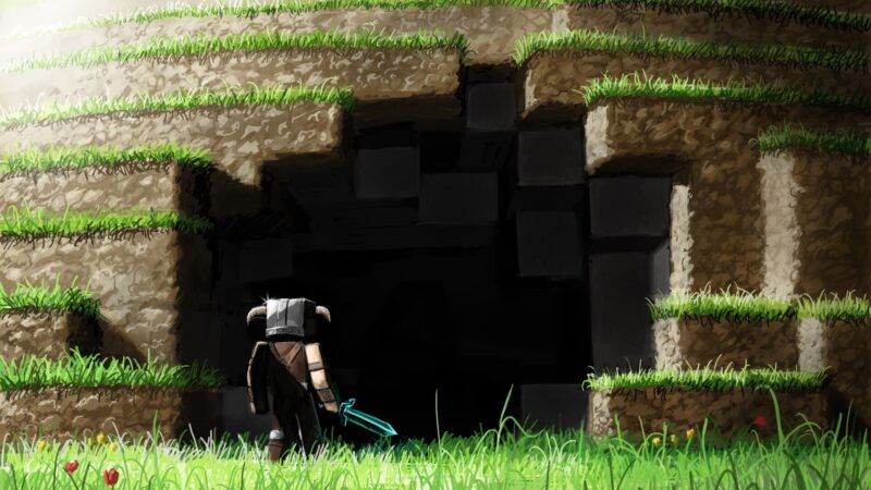 hình nền minecraft chuẩn bị vào hang động