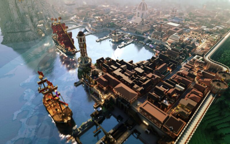 hình nền minecraft đất nước cổ kính rộng lớn