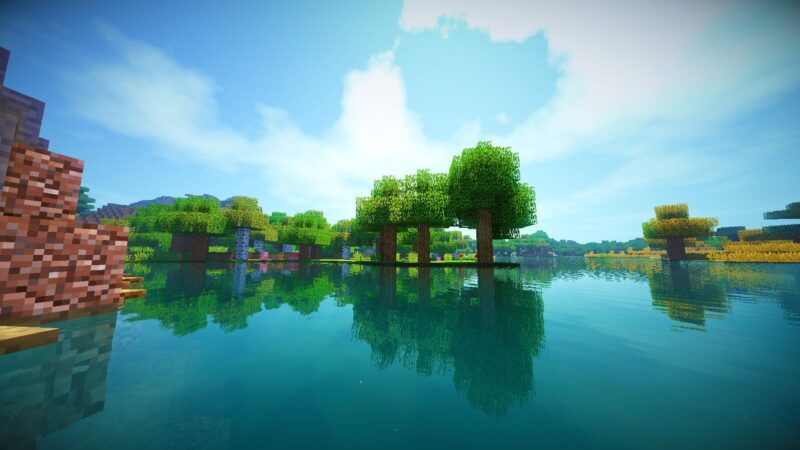 hình nền minecraft hồ nước trong xanh