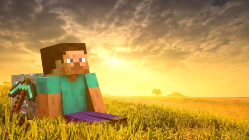 hình nền minecraft ngắm bình minh