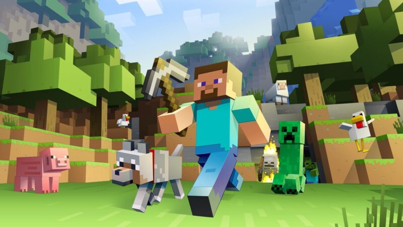 hình nền minecraft rừng cây và động vật