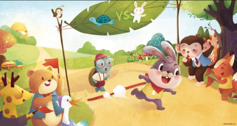 Hình ảnh Rùa và Thỏ thi chạy hoạt hình