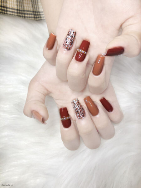 Mẫu nail màu nâu đẹp