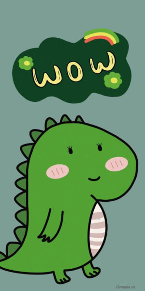Hình nền Khủng Long cute dễ thương màu xanh
