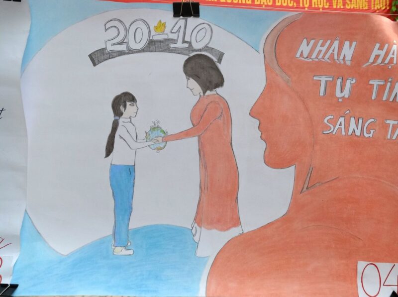 tranh vẽ 20-10 tôn vinh nét đẹp phụ nữ