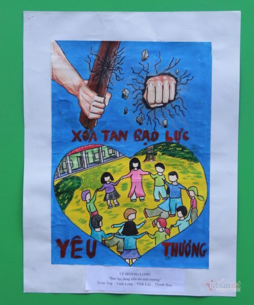 tranh vẽ bạo lực học đường xóa tan bạo lực cỉa học sinh Vĩnh Long