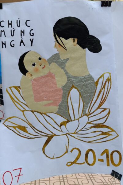 vẽ tranh 20-10 hình bóng mẹ ẳm con