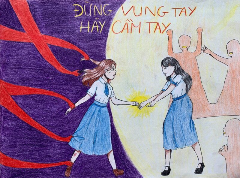 vẽ tranh bạo lực học đường giúp đỡ bạn tránh xa vụ bạo lực học đường