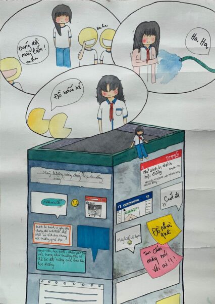 vẽ tranh bạo lực học đường là hành vi đẩy đứa trẻ làm điều tồi tệ