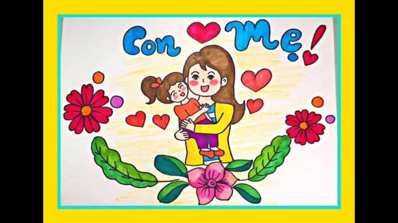 vẽ tranh chủ đề 20-10 thể hiện tình cảm với mẹ