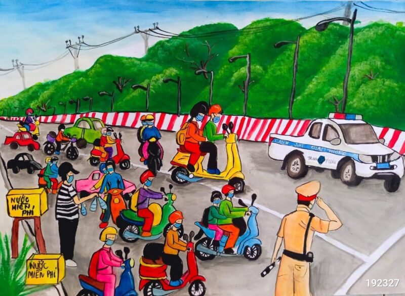 Vẽ tranh chủ đề ngày hội sắc màu Việt Nam vững tin trong đại dịch