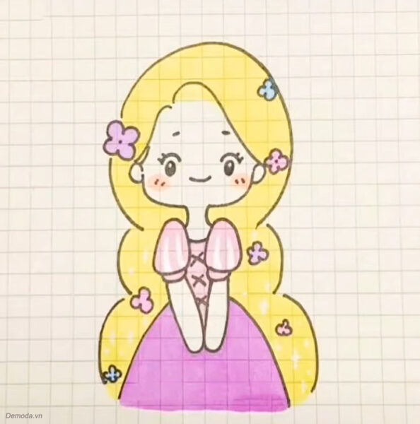 Vẽ tranh cute chibi nữ tóc vàng