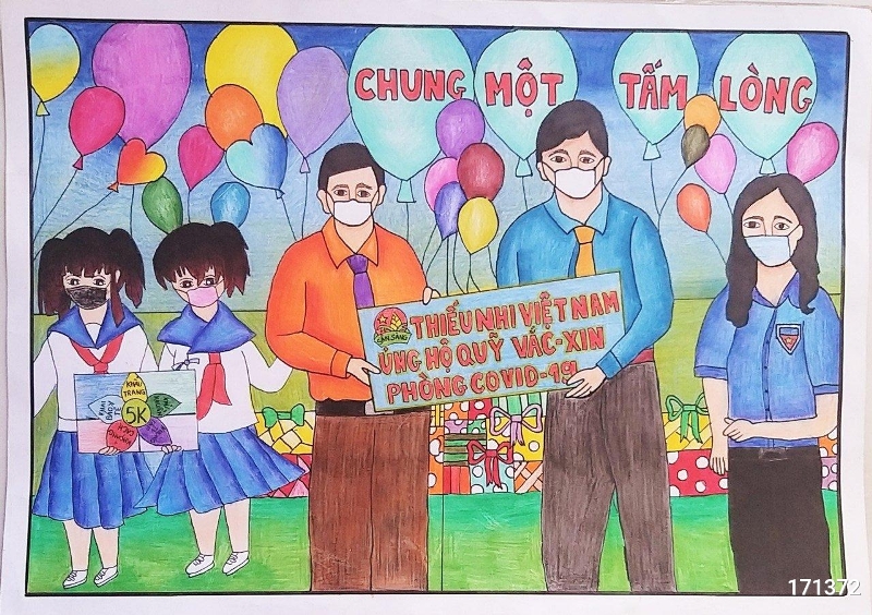 Vẽ tranh đoàn thanh niên cộng sản Hồ Chí Minh quyên góp xây dựng quỹ từ thiện