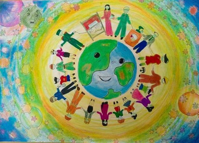 Vẽ tranh ngày hội sắc màu đoàn kết bảo vệ trái đất