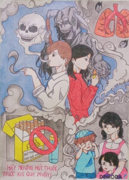 Vẽ tranh tác hại của thuốc lá - cấm hút thuốc lá đẹp nhất