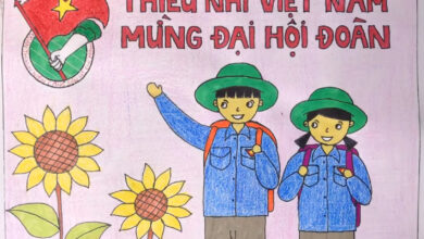 Vẽ tranh thiếu nhi mừng đại hội đoàn đơn giản đẹp