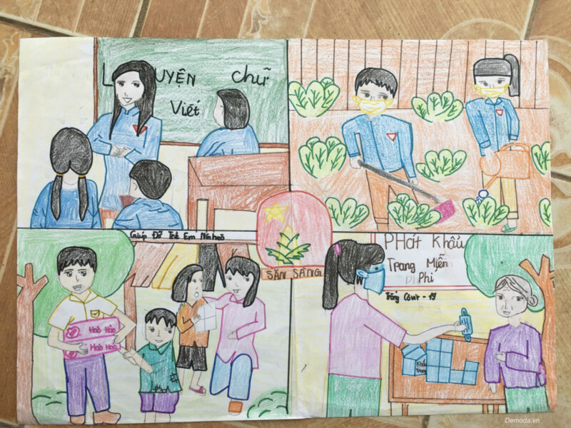 Vẽ tranh thiếu nhi mừng đại hội Đoàn đơn giản nhất