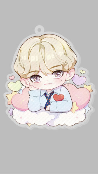 hình ảnh bts chibi với nhiều trái tim