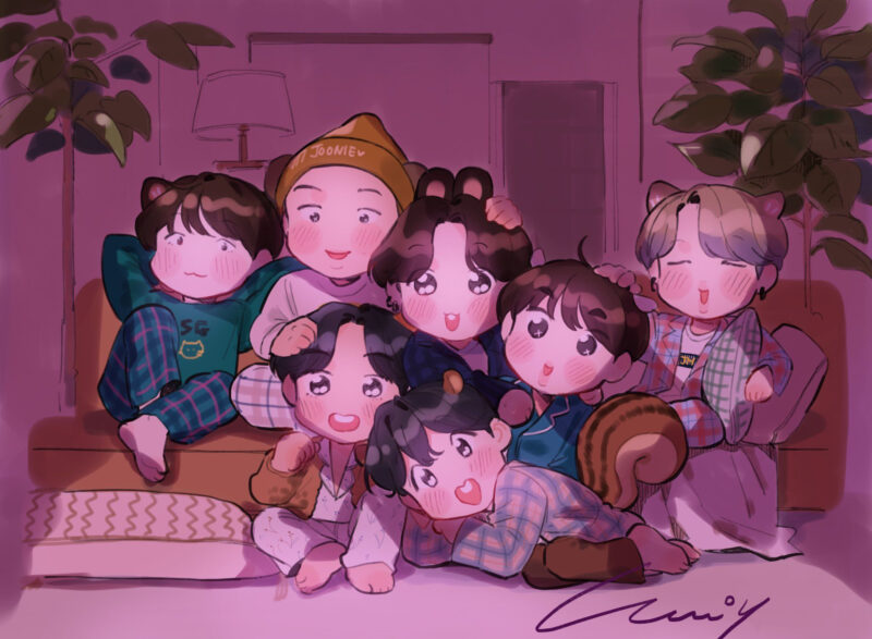 hình bts chibi mỗi người đại diện cho một con thú