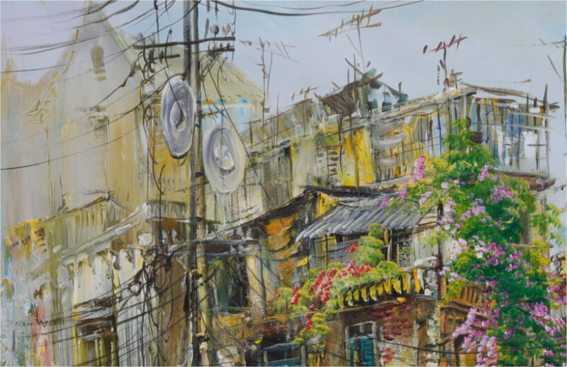 tranh vẽ chủ đề danh lam thắng cảnh Hà Nội 36 phố phường đẹp dung dị