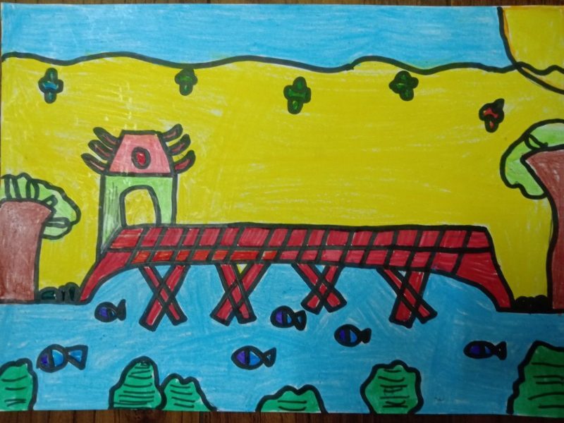 tranh vẽ danh lam thắng cảnh Hà Nội của học sinh lớp 2