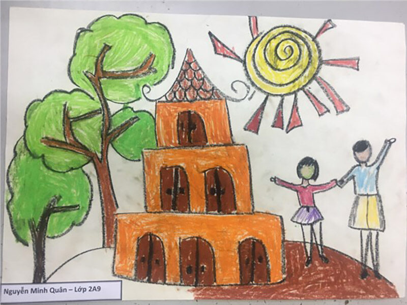 tranh vẽ danh lam thắng cảnh Hà Nội đẹp, đơn giản