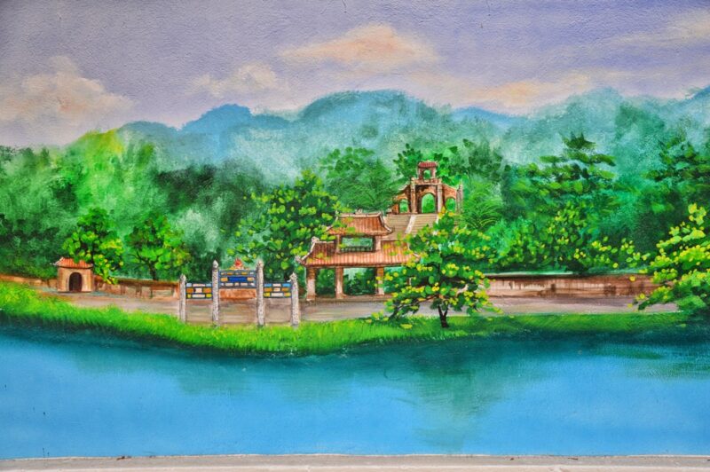 tranh vẽ danh lam thắng cảnh Hà Nội góc nhìn bên kia di tích lịch sử