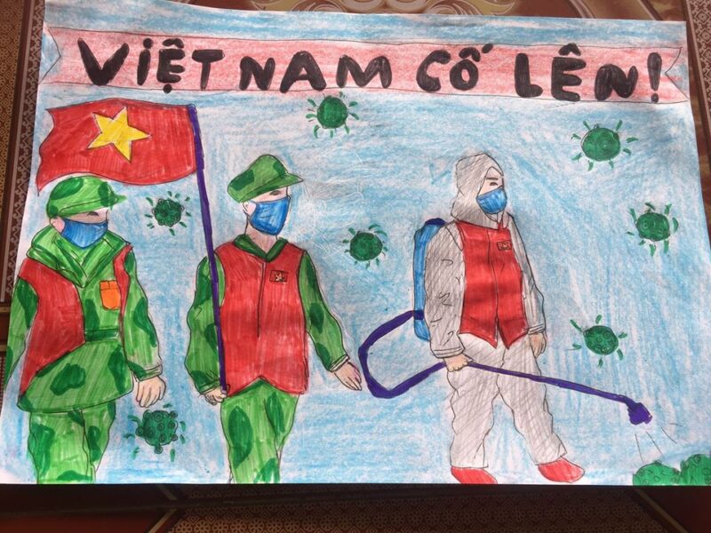 tranh vẽ vẽ em yêu tổ quốc cổ vũ tinh thần Việt Nam