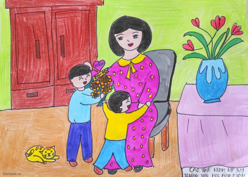 Vẽ tranh 20-10 tặng mẹ