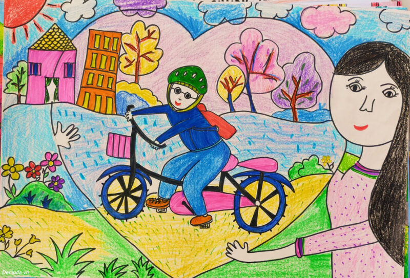 Vẽ tranh an toàn giao thông đơn giản của học sinh