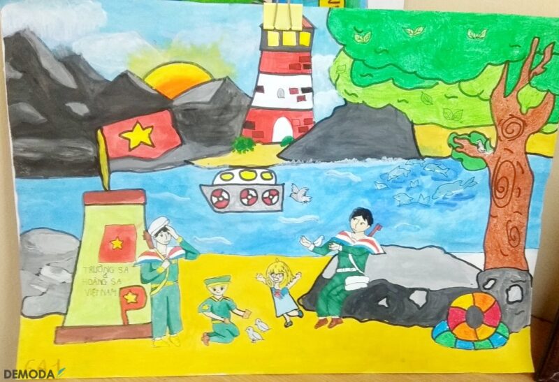 Vẽ tranh em yêu tổ quốc của học sinh lớp 6