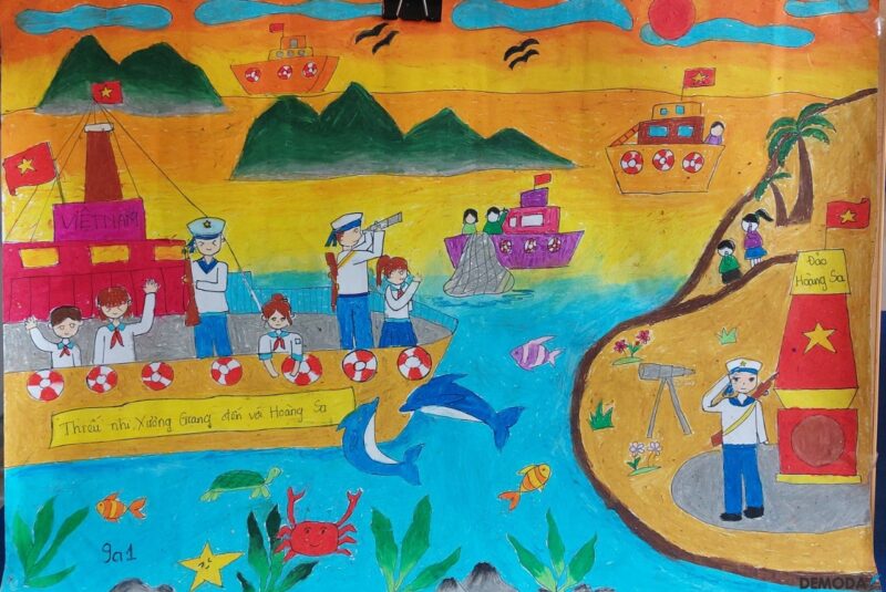 Vẽ tranh em yêu tổ quốc đơn giản mà đẹp