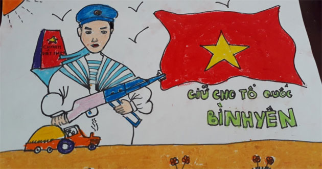 vẽ tranh em yêu tổ quốc Việt Nam đẹp, đơn giản nhất