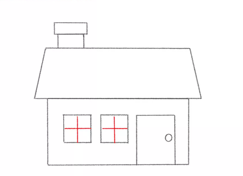 Cách vẽ ngôi nhà vẽ các khung trên cửa sổ