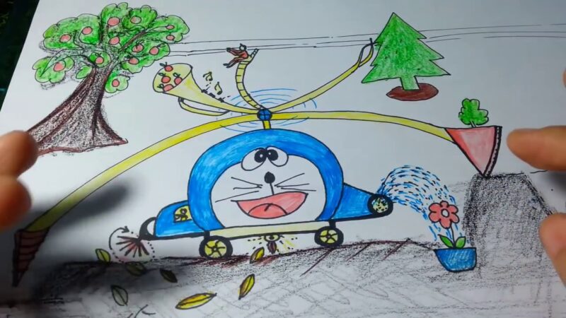 cách vẽ ô tô mơ ước hình đoremon