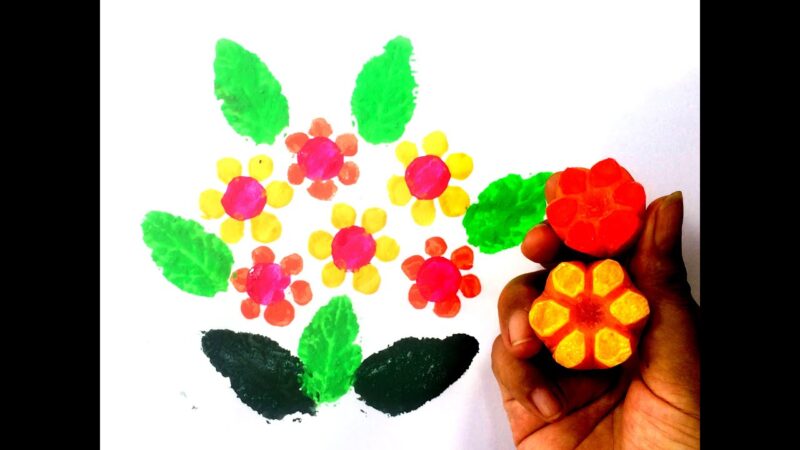 cách vẽ tranh in hoa lá bằng rau củ quả