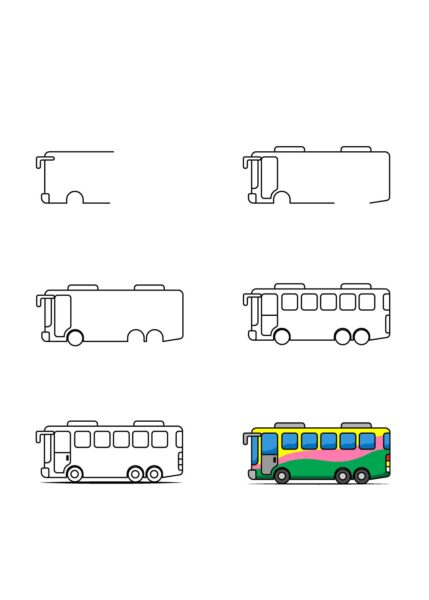 cách vẽ xe ô tô mơ ước- xe buýt đơn giản nhất
