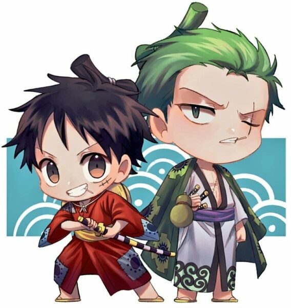 Hình ảnh Zoro và luffy chibi cute