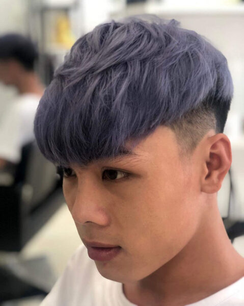 kiểu tóc uốn layer nhuộm tím khói