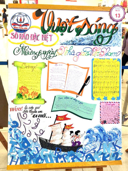 mẫu báo tường 20 11 con thuyền vượt sóng