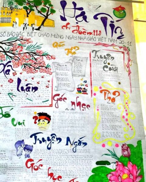mẫu báo tường 20 11 với chủ đề hạ tím