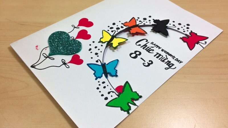 Vẽ tranh 8-3 cánh bướm nổi