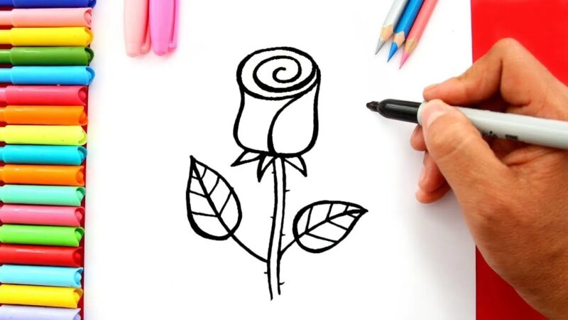 Vẽ tranh ngày 8 tháng 3 hoa hồng