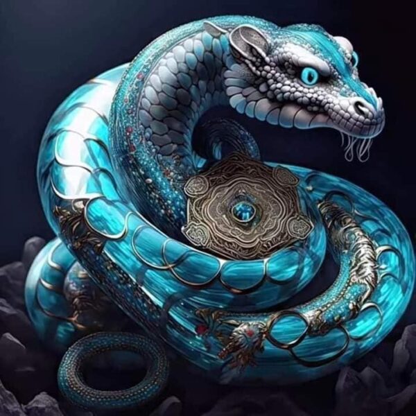 ảnh 12 con giáp con rắn với vảy xanh hot tiktok năm nay