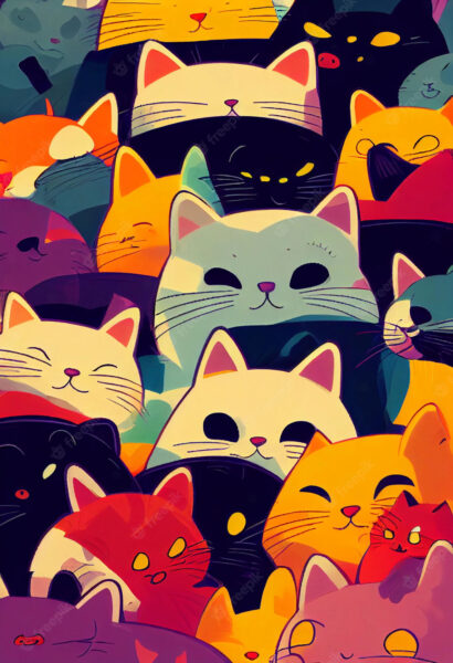 Ảnh nhóm hoạt hình về các chú mèo cute