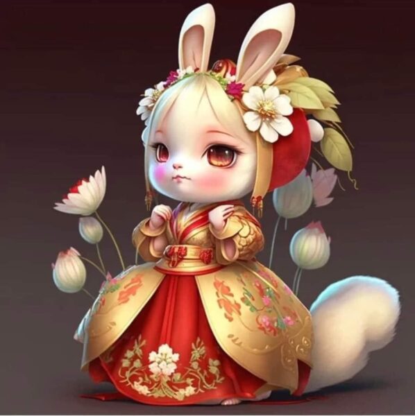 Hình ảnh 12 con giáp cổ trang hoàng gia Trung Quốc con thỏ