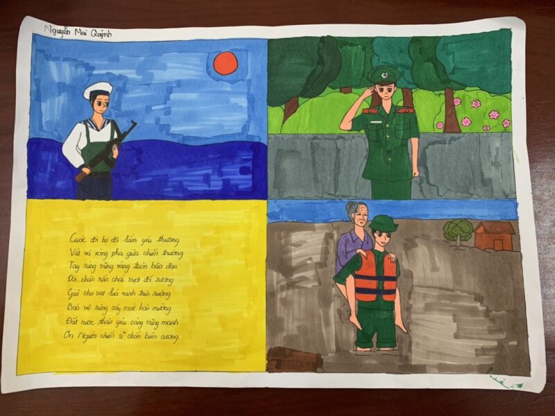 tranh vẽ 22 12 hình ảnh người lính và bài thơ